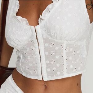 White eyelet crop top